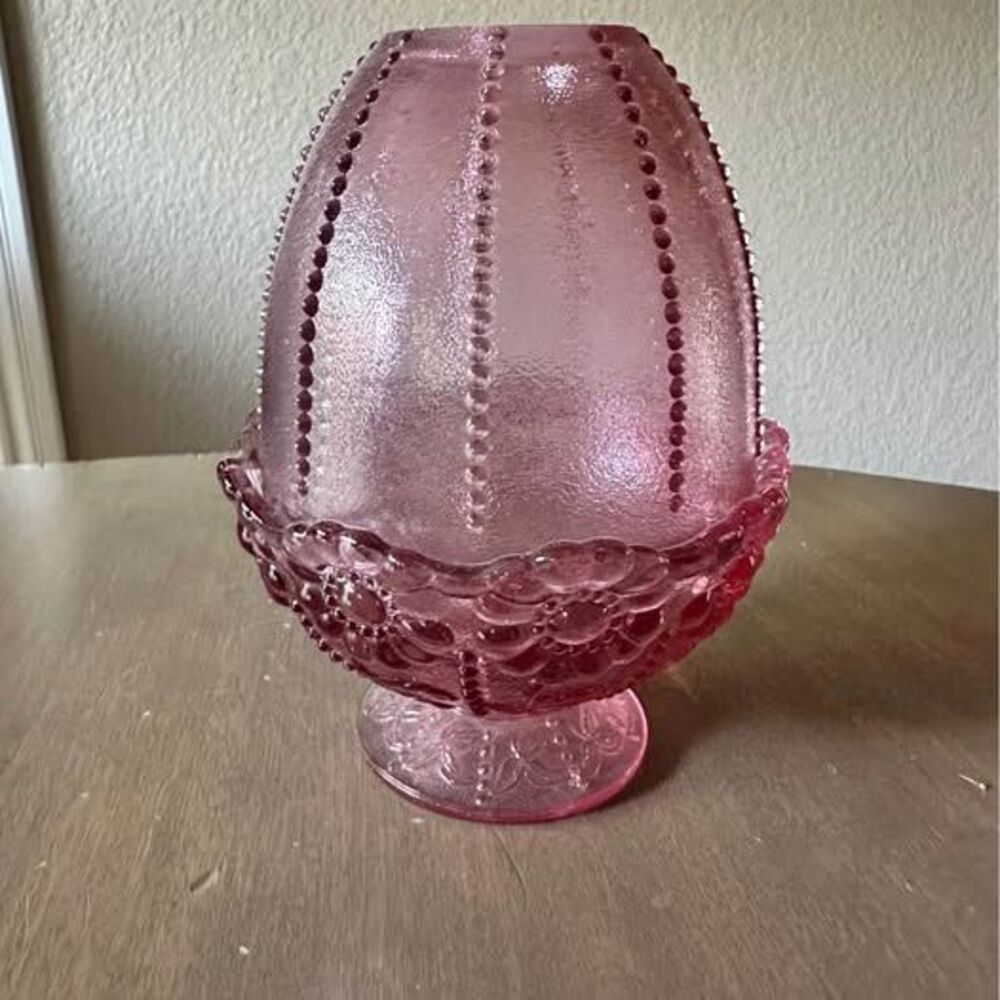 Fenton Dusty Rose Beaded Daisy Fairy Lamp